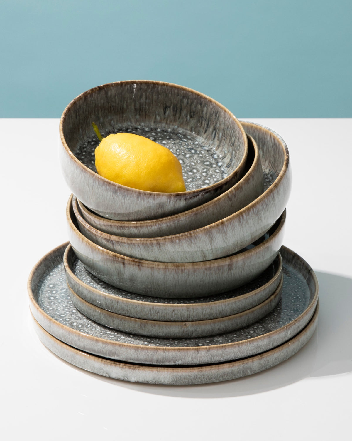 Cordoama - Set di stoviglie moderno grigio 8 pezzi