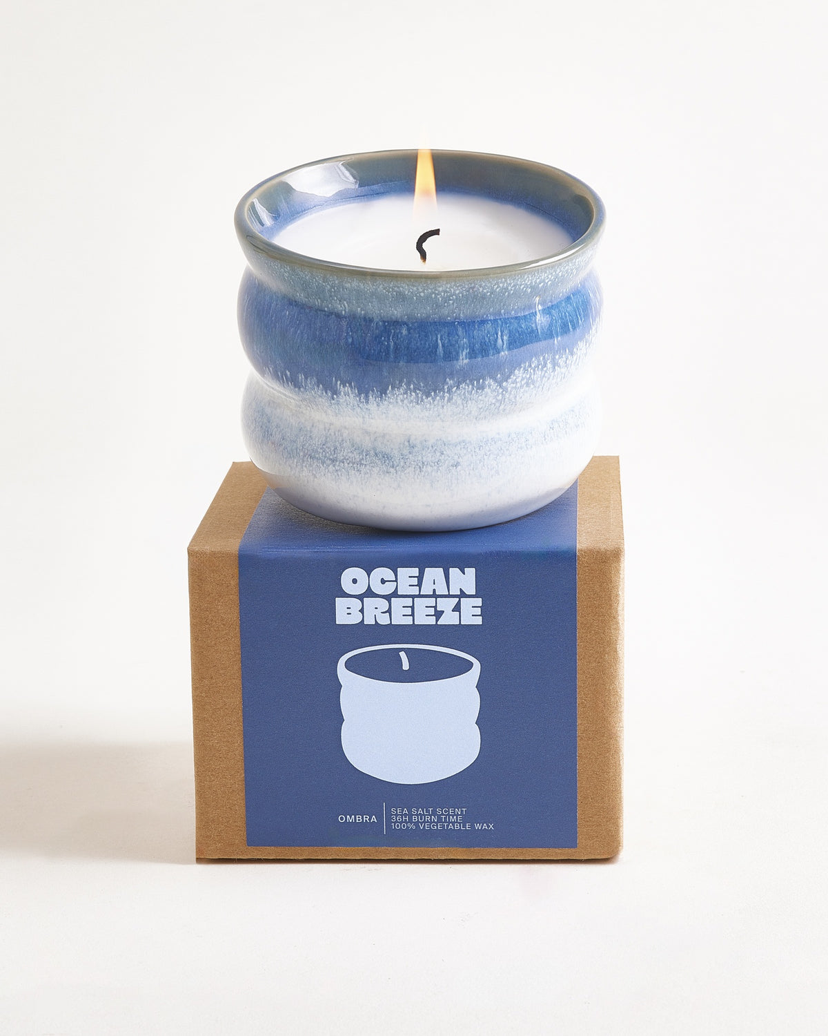 Ombra Duftkerze Ocean Breeze dunkelblau hellblau