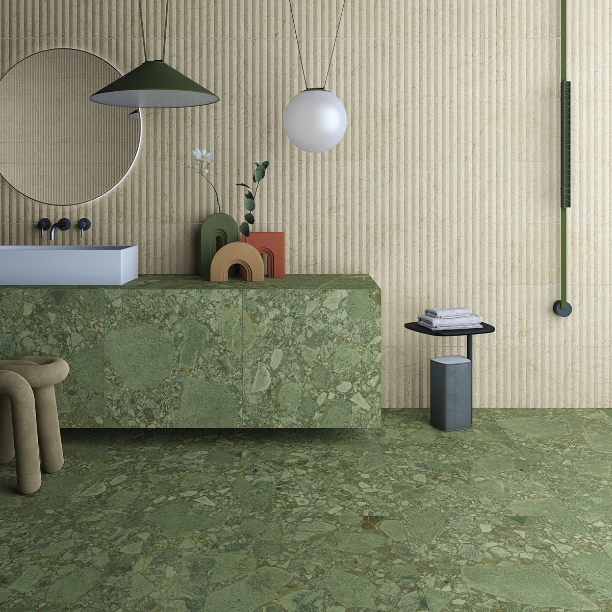 Color Green Terrazzo Matt Rect. 60x60 CM Klinker - Trendi Kakel - KakelExpress
