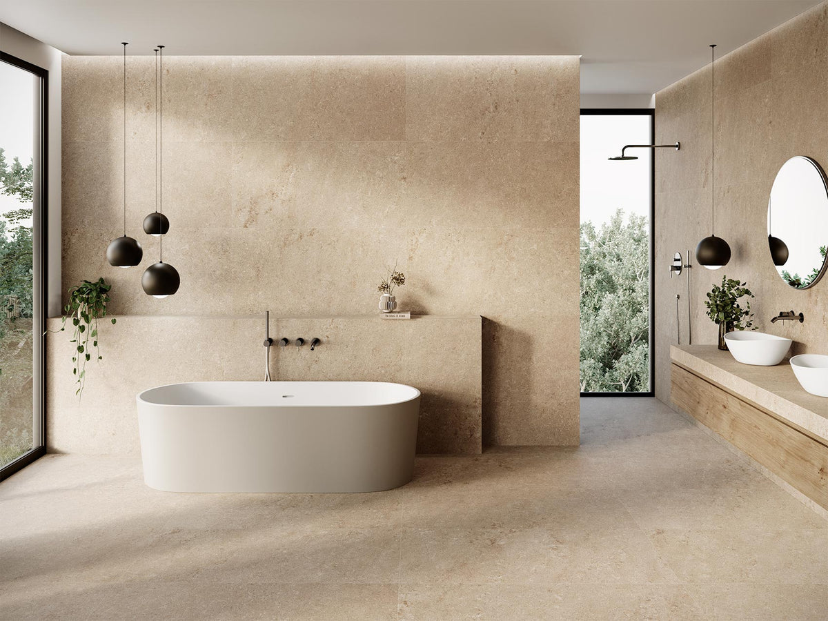 Kalk Deluxe Beige Matt Rect. 60x60 CM Klinker - Trendi Kakel - KakelExpress