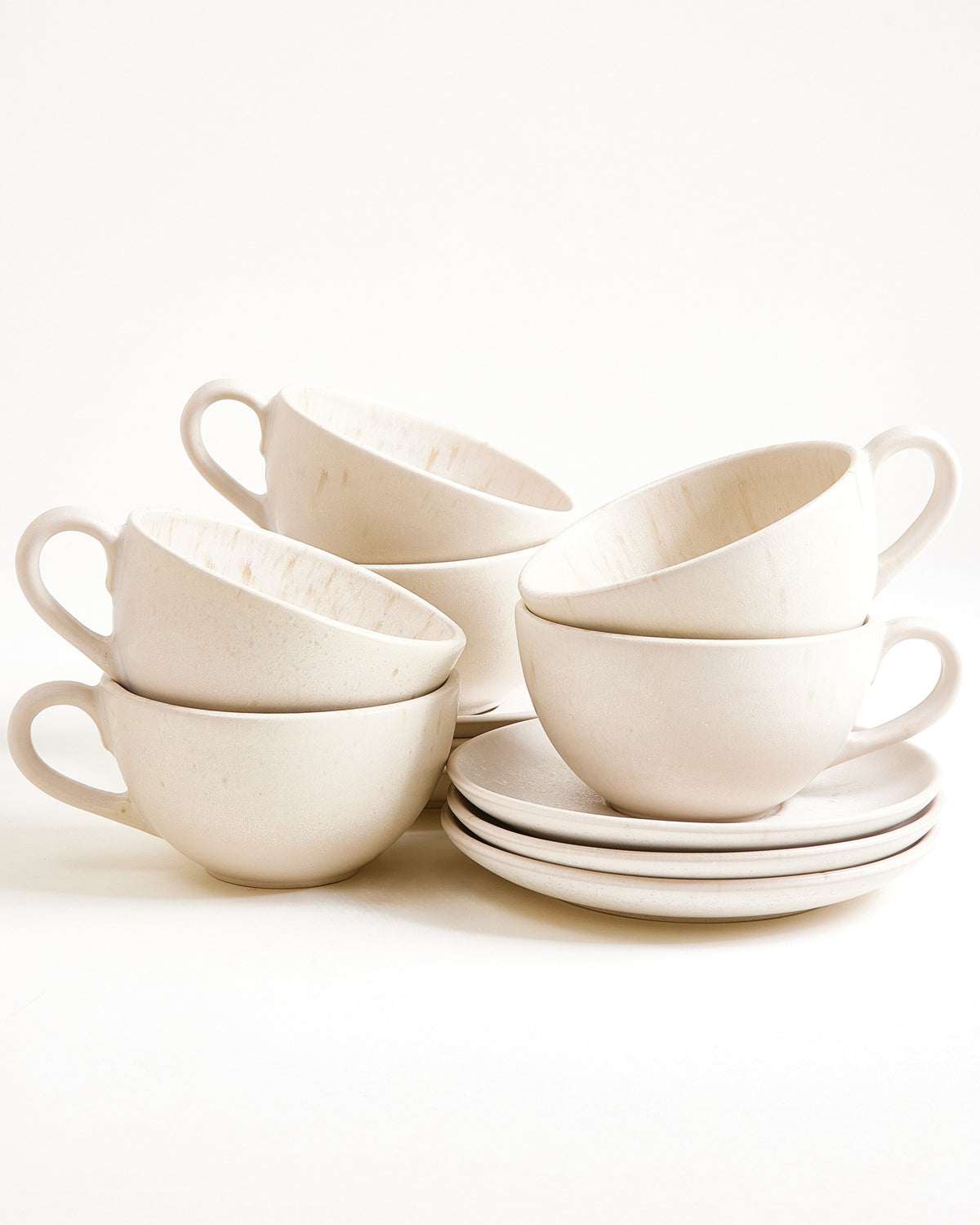 Sintra - Grande tasse à thé et soucoupe classique sable Lot de 6
