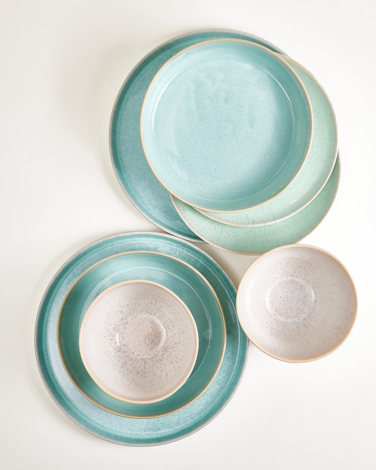 Set di stoviglie Mint Harmony verde menta e sabbia 16 pezzi