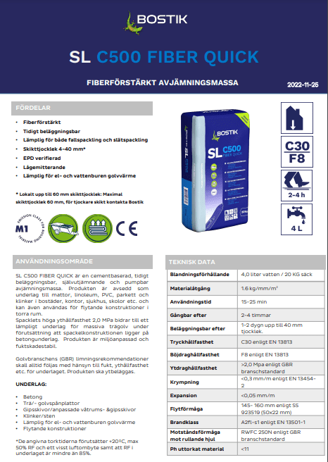 Flytspackel Bostik Fiber Quick SL C500 20 KG - Bostik - KakelExpress